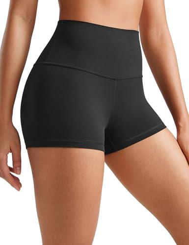 CRZ YOGA Womens Butterluxe High Waisted Biker Shorts 2.5 Inches - Yoga Workout Spandex Running Volleyball Booty Black Small