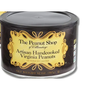 The Peanut Shop of Williamsburg Artisan Generously Salted Virginia Peanuts - Gift 32 oz. Tins By Lyza's Sweets & Treats, BB Date: 11/03/2024