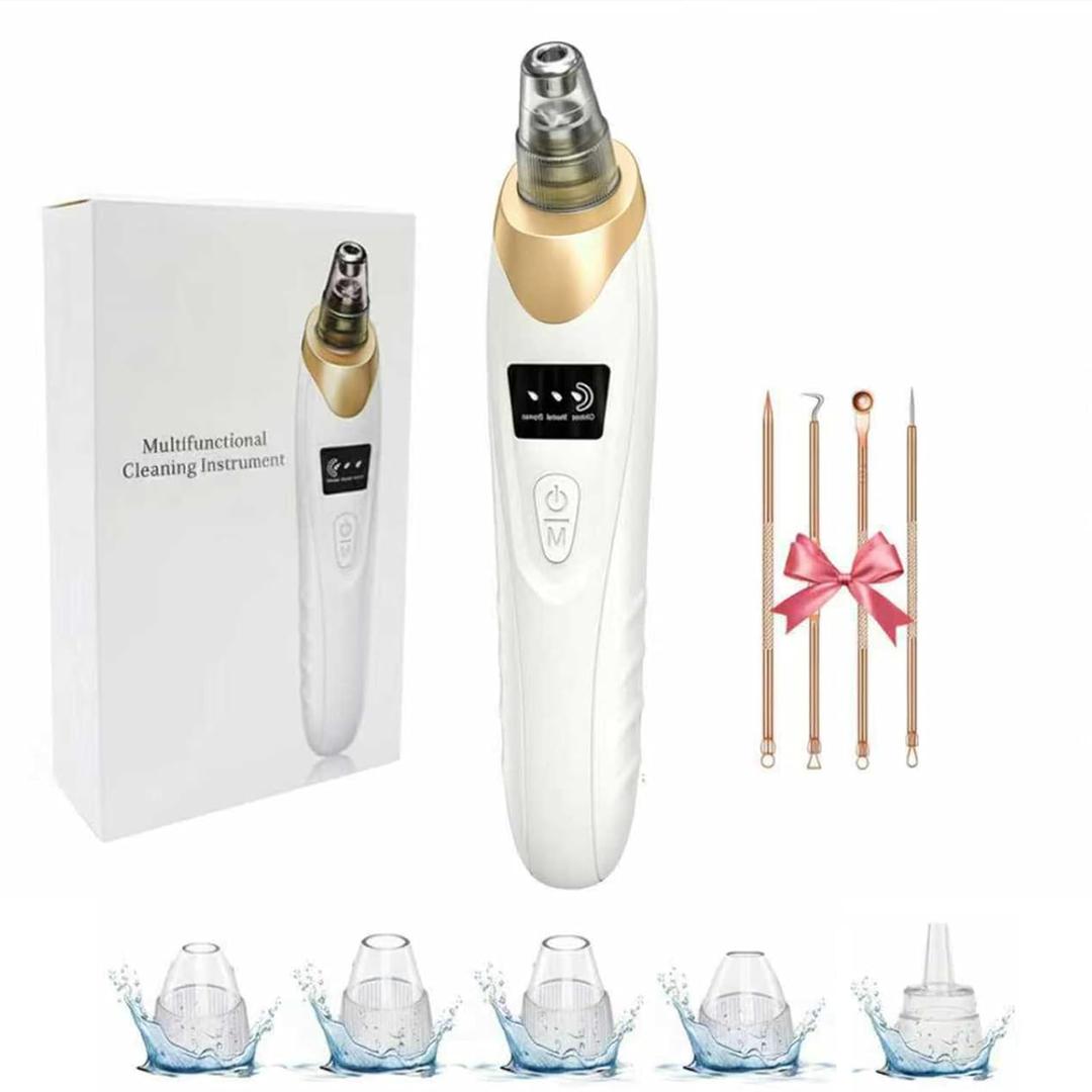 2026 Blackhead Remover with 5 Suction Heads & 4 Gold Extractor Needles, Electric Blackhead Vacuum Pore Vacuum for Deep Facial Cleaning, USB Rechargeable for Women & Men-Khaki