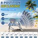 Portable Beach Chair for Adults Lightweight Outdoor Camping Chair Lay Flat Folding Backpack Beach Reclining Chair with 8 Positions Headrest Cup Holder Towel Bar Pouch, Blue Ocean Striped(2 Pack)