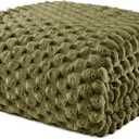 Exclusivo Mezcla Fleece Queen Blanket for Bed, Extra Large Fuzzy Olive Green Bed Blankets, Soft Cozy Plush Sofa Throws for All Seasons, 90x90 Inches