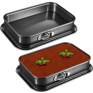 Uiifan 2 Pcs Non Stick Springform Pans Cheesecake Pan Rectangle Springform Pans Square Cake Pan with Removable Bottom for Kitchen Baking Roasting Muffin Bread Cake Brownie Bakeware (13 x 9 x 3 in)