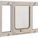 Ideal Pet Products Aluminum Sash Window Pet Door, Adjustable to Fit Window Widths from 27" to 32", Chubby Kat 7-1/2 x 10-1/2 Flap Size