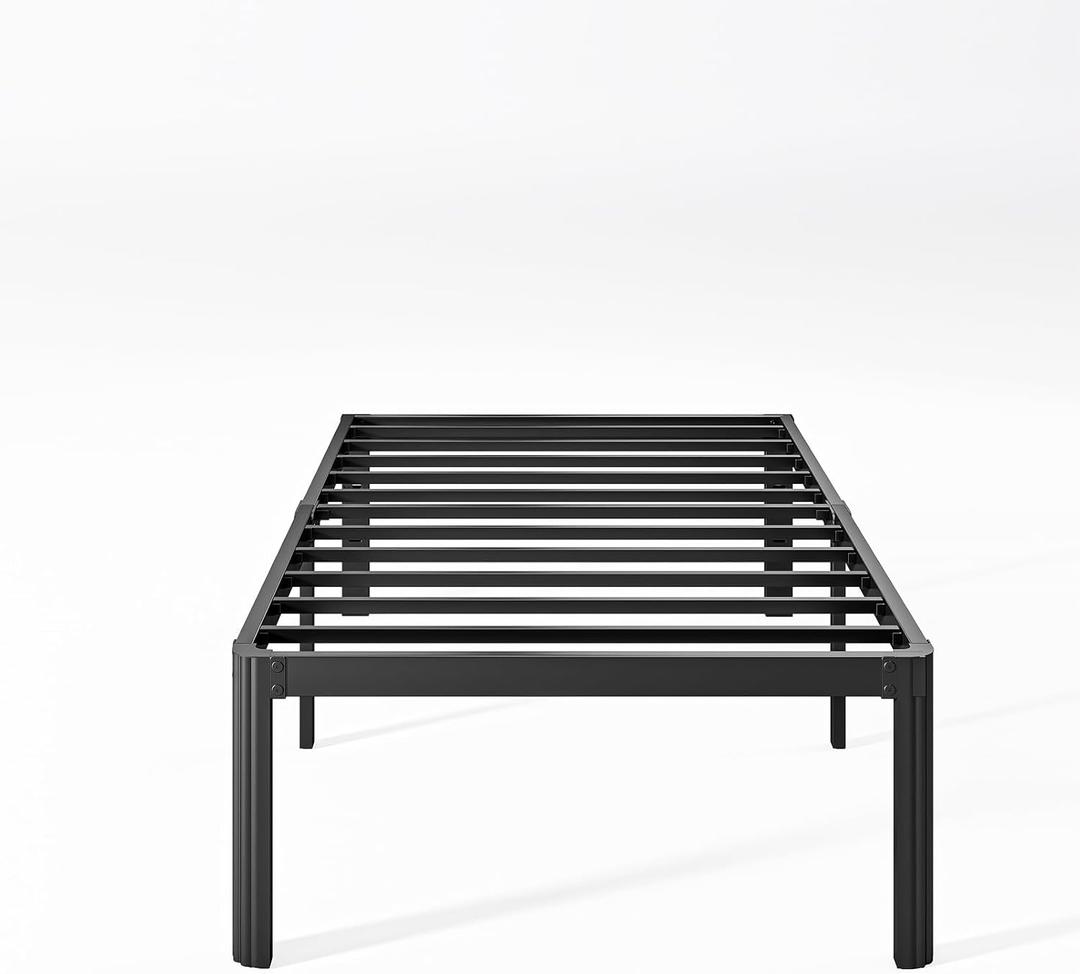 KERAMIK 18 Inch High Twin XL Bed Frames Metal, Twin XL Bed Frame No Box Spring Needed with Round Edge, Easy Assembly, Heavy Duty, Black