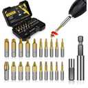 Gifts for Men, 22Pcs Titanium Screw Extractor Set - Remover for Stripped Head Screws Nuts & Bolts Drill Bit Tools for Easy Removal of Rusty & Broken Hardware High Speed Steel Superb Gift