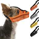 Soft Dog Muzzle for Small Medium Large Dogs Long Snout Breathable Air Mesh Drinkable Pet Muzzle to Prevent Biting Chewing with Adjustable Straps Anti-Barking Licking (Orange, XS)