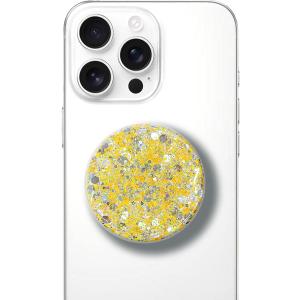 Universal Cell Phone Stand Compatible with for iPhone Grip Holder, 360 Rotation-Transparent Sparkling Star Drops colloidal Loose Powder (Golden)