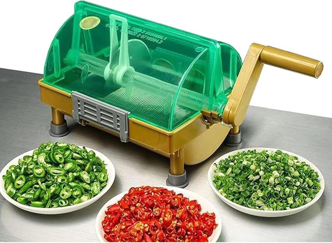 Commercial Red Pepper Chopper, Manual Green Onion Scallion Cutter With Stainless Steel Blade, 3 Mm Vegetable Cutting Machine For Chopped Scallions/Green Onions/Leeks/Cilantro/Garlic