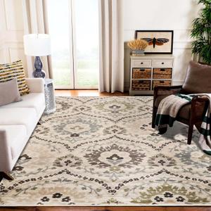 Superior Indoor Area Rug, Jute Backed, Modern Oriental Floral Damask Floor Decor for Office, Living Room, Bedroom, Entryway, Dining/Kitchen, Hardwood, Tile, Augusta Collection, 4' x 6', Beige-Brown