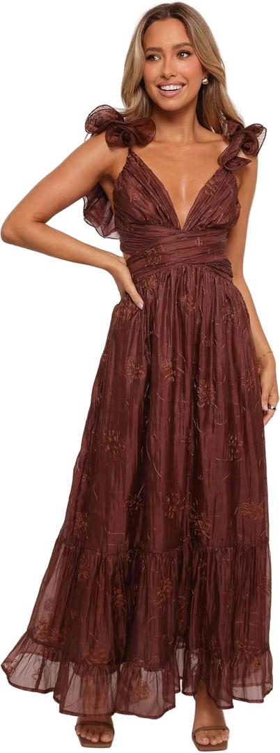 Petal & Pup Women's Harmony Maxi Dress (Brown, S)