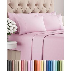 Queen Size 4 Piece Sheet Set - Comfy Breathable & Cooling Bed Sheets Set - Hotel Luxury Bedding for Women, Men, Kids, Teens, Boys & Girls - Deep Pockets, Soft and Wrinkle Free - Oeko-Tex - Light Pink