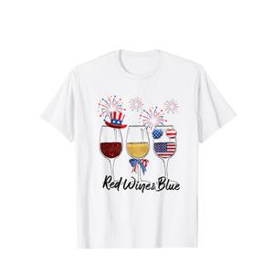 Red White Blue Glasses 4th of July Red & Blue T-Shirt, Size Large