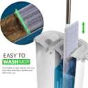 ZJSYJJ Wall Mop and Bucket Set: Wringing Wall Scrubber for Bathroom Cleaning Floor Mop with Spinner for Kitchen Lovely Gift for Women 6 Reusable Pads (15.72'' Mop Head Gray)