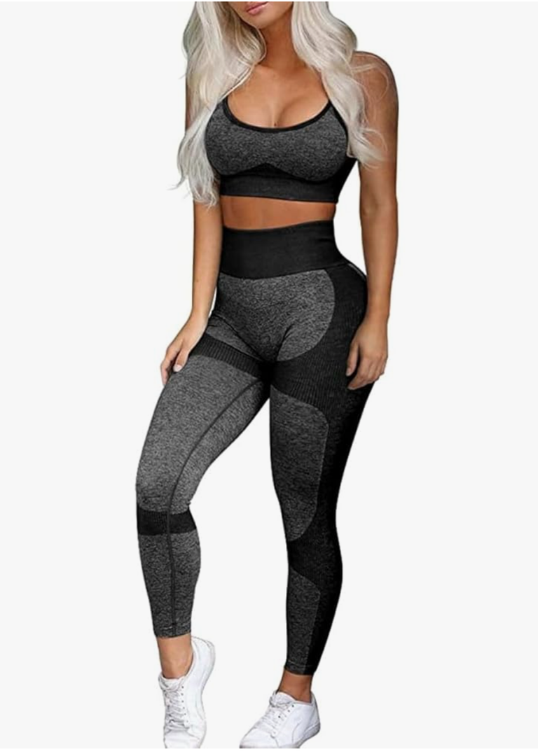 OLCHEE Women’s Workout Sets 2 Piece - Seamless Yoga Leggings and Cross-Strap Sports Bra Gym Outfits Activewear Matching Set, 2XL