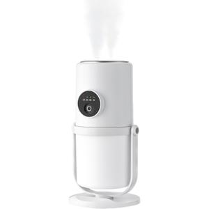 Portable Small Humidifier - Cold Mist Humidifier with 360 Rotating Stand, Stepless Dimming Warm Night Light, 2/8 H Timer Function, Mini humidifier for Bedroom, Plants, Office, and Car (White)