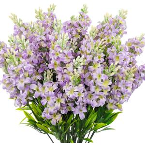 6 Bundles Artificial Lilacs Flowers Fake Silk Flower Faux Plastic Plant Floral Arrangement for Home Indoor Outdoor Garden Window Box Porch Pots Patio Planters Table Vase Decor(Purple)