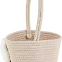 FOIMAS Easter Egg Basket,Easter Bunny Woven Basket for Boys Girls Easter Egg Hunts Game Party Gifts Home School Yard Garden White