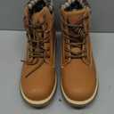 Snow Hiking Winter Boots for Women - Casual Brown Combat Work Boot - Non-slip Fur-Lined Ankle Boots - Fashion Boots Waterproof Leather Shoes, 8.5