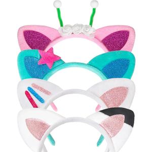 Cat Ears Headband,4 Pcs Party Decorations Headbands,Plush Soft Ears for Women Halloween Hair Accessories Hair Hoops Costume