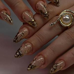 Hkanlre Almond Fake Nude Nails Tips Full Cover False Medium Nails Summer Flower Press on Nails for Women 24PCS