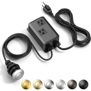 Garbage Disposal Air Switch Kit -Professional- Dual Outlet, Sink Top Waste Disposer On/Off, Garbage Disposal Button, UL Listed (Brushed Stainless Steel)