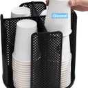 Rotatable Cup and Lid Organizer with 4 Compartments, Coffee Cup Dispenser for 5-16 oz Paper Cup Storage Organizer for Home Countertop Bathroom Kitchen Coffee Shop Restaurant Bar Office (Black)