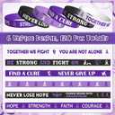 WATINC Purple Ribbon Awareness Silicone Bracelets Set, Hope Faith Stretch Wristband,Motivational Rubber Bracelet for Domestic Violence Animal Abuse Lupus Epilepsy Pancreatic Cancer Alzheimer (120Pcs), 20.2 cm / 8in