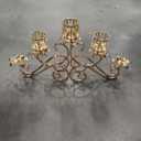 Large Elegant 5 Arms Crystal Bowl Tealight Candle Holder/Candelabra Crystal Votive, 5-arms Candlestick Holder for Table Centerpiece Wedding/Party Home Decor(Gold, 5-Arm)