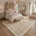 8x10 Pink and Green Vintage Floral Butterfly Bow Living Room Rug | Soft Low-Pile Machine-Washable Rug with Non-Slip Backing for Living Rooms, Bedrooms and Dining Rooms, Made for Everyday Care