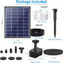 POPOSOAP Solar Bird Bath Fountain Pump, 6W Outdoor Solar Water Fountain Pump for Bird Bath with 4ft Tubing & 5 Nozzles, DIY Solar Powered Water Pump for Garden, Ponds, Pool and Fish Tank