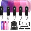 VEICK Resistance Bands, Exercise Bands, Workout Bands, Resistance Bands for Working Out with Handles for Men and Women, Exercising Bands for Fitness Weights Work Out at Home (Pink Purple)
