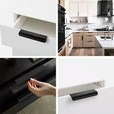 Door Handle，Cupboard Door Pull Cabinet Handles Concealed Tab Pulls Modern Style Finger Edge Pull, for Home Kitchen Door Drawer Cabinet/a/Hole Distance