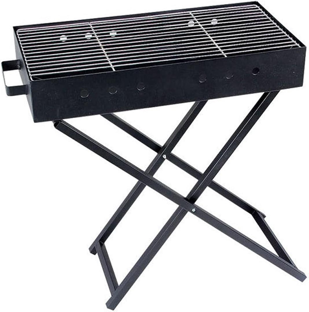 Black Portable Outdoor Charcoal Grill, Foldable Camping Grill, Stainless Steel Grill, Ideal for Backyard Parties and Outdoor Cooking (23.6 11.8 26.3 in)
