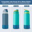 2 x 2PCS Silicone Water Bottle Boot for Owala 24oz 32oz 40oz, Anti-Slip Protective Sleeve Bottom Bumper Protector for FreeSip, Twist, and Flip Stainless Steel Water Bottles (Dark Blue)