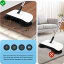Manual Floor Sweeper Black - 7 Replacement Parts, Dry Wet Pickup for Hardwood Tile Marble, Pet Hair Small Debris Cleaner, No Power Needed, Home Office Use
