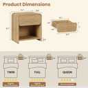 Modern Curved Nightstands Set of 2 with Open Shelf,Natural Oak, 17.7" W x 13.5" L x 19.7" H