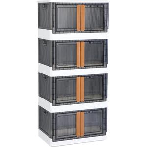 Storage Cabinet - Room Organizer, Plastic Shelves Organizer, Storage Bins with Lids, Collapsible Outdoor Storage Box, 19 Gal Office Organization, Stackable Bookshelf, 4 Pack Cube Storage Organizer