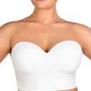 HSIA Longline Strapless Bra for Women, Anti-Slip Support Corset for Large Bust Convertible Bustier Bandeau for Big Breasts (Pure White, 38D)