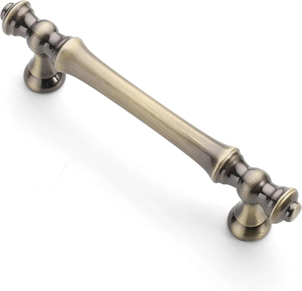 Asidrama 10 Pack 3.75 Inch(96mm) Brushed Antique Brass Kitchen Cabinet Handles, Cabinet Pulls Kitchen Cabinet Hardware for Cupboard Drawer Pulls