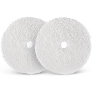 SPTA Microfiber Cutting Pads, Microfiber Finishing Pads 2Pcs 6Inch 150mm Microfiber Finishing Disc Soft Microfiber Wax Removal Pad for Dual Action Car Polisher Finishing Polishing Waxing -MPBFS6W-2