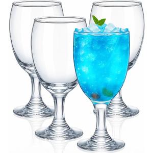 Patelai Set of 4 Water Goblet, 16 oz Clear Drinking Glasses Bulk Dishwasher Safe, Stemmed Water Glass for Juice Wine Beer Tea Sangria Cold Beverages, Reusable Glassware for Home Party Restaurant