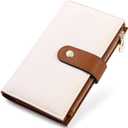 Women's Wallets RFID Blocking Leather Trifold Clutch Wallet Credit Card Holder Ladies Travel Wallet Purse with Pen Holder (1Beige&Brown)