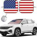 Ziciner 2 PCS Car Windshield Sun Shade, Auto Sun Heat and UV Rays Blocker, 28"31" Foldable Automotive Front Window Sunshade Protector, Universal Vehicle Interior Accessories (Red Flag-M)