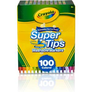 Crayola Super Tips Marker Set for Kids (100ct), Broad Tip & Fine Point Washable Art Markers for Kids, Bulk School Supplies, Teacher Classroom Must Haves, Drawing Supplies