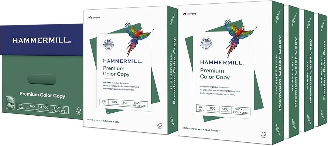 Hammermill Printer Paper, Premium Color 32 lb Copy Paper, 8.5 x 11-8 Ream | 4000 Sheets - 100 Bright, Made in the USA, 102630C