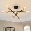 Modern Semi Flush Mount Ceiling Light Fixture Black and Gold Close to Ceiling Light 6-Light Sputnik Chandelier Light Fixture for Hallway Entryway Bedroom Kitchen Dining Room UL Listed