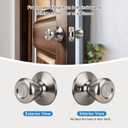 KNOBWELL 5 Pack Passage Door Knobs Brushed Nickel, Round Interior Door Knobs for Closet and Hallway, Satin Nickel Indoor Door Knob Keyless, Silver Door Knob with Lock, Tulip Design
