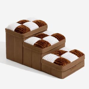 FUNNYFUZZY Dog Stairs with Storage 13H,Foldable 3-Step Pet Steps for Small Medium Dogs with Sturdy Stylish Cover,Dog Steps for Couch Sofa and Chair,Non-Slip, Indoor,Brown (23.6"13.4"12.6")