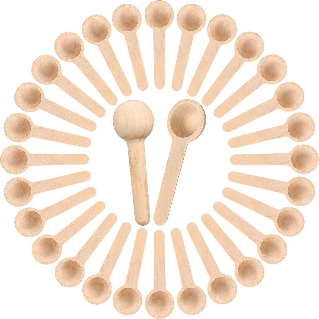Honeydak 50 Pcs Small Wooden Spoons 2.95"l Mini Wood Natural Tiny Spoons Wooden Little Teaspoons for Jars Sugar Creamer Honey Spices Salt Kitchen Supplies (7.5 x 2.4 x 1.2 cm/ 3 x 1 x 0.5 inch)