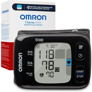 OMRON 7 Series Wireless Wrist Blood Pressure Monitor for Home Use - #1 Doctor & Pharmacist Recommended Brand - Clinically Validated - Connect App (Black)